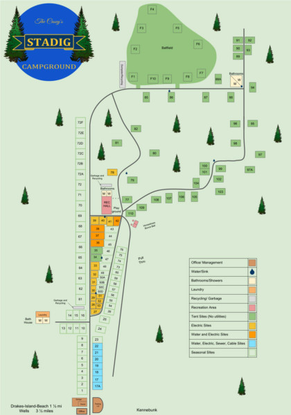 Camp Map – Stadig Campground of Wells Maine